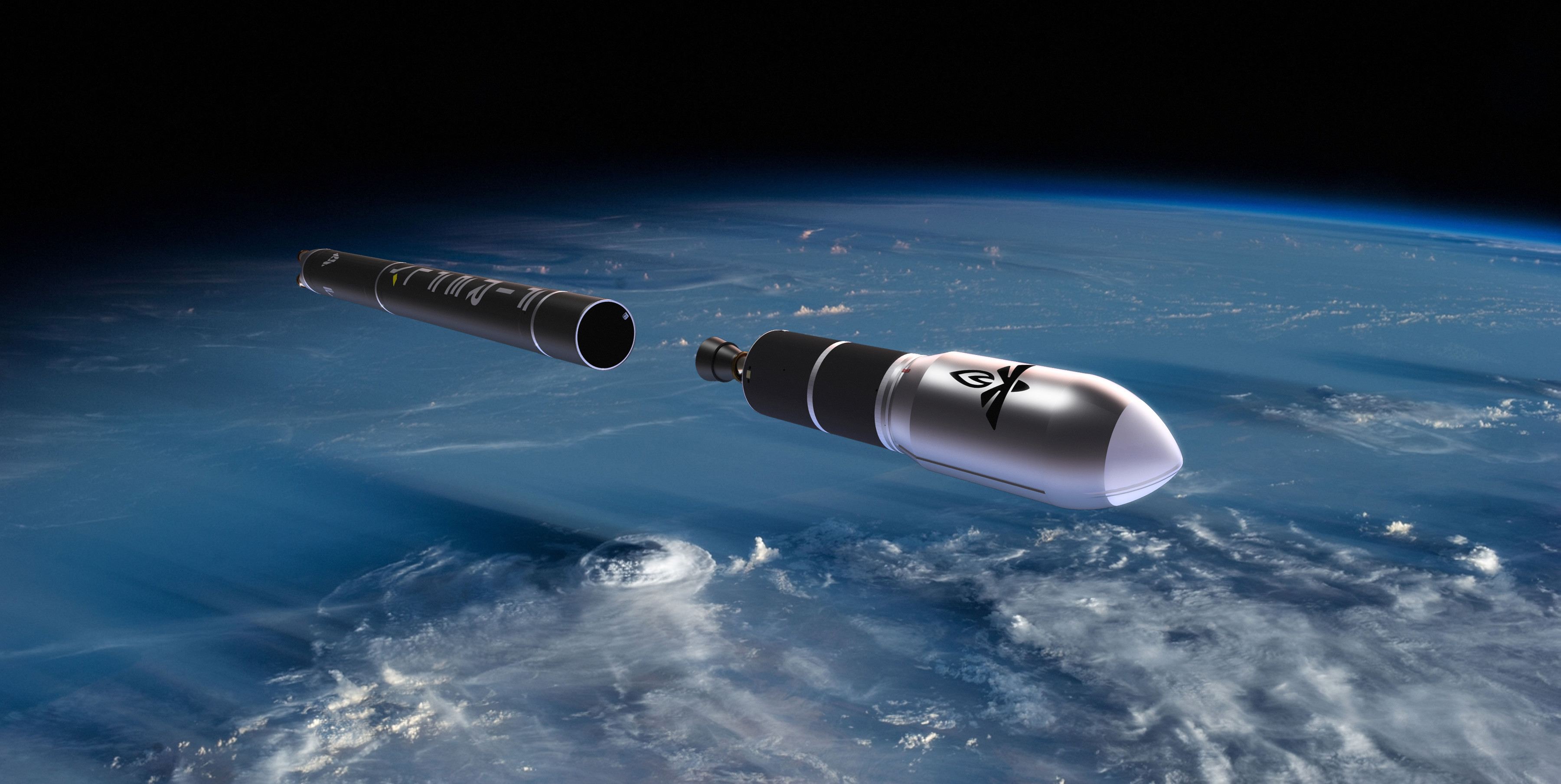 Firefly α second stage separates from the main booster at 100km.